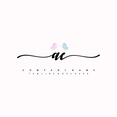 AE letter elegant and sophisticated handwritten logo vector clipart