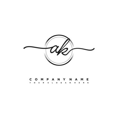 AK Beauty vektör ilk logosu, ilk imzalı el yazısı logosu, düğün, moda