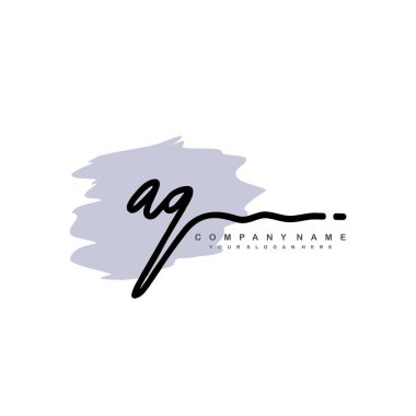 AQ initial monogram handwritten signature logo clipart