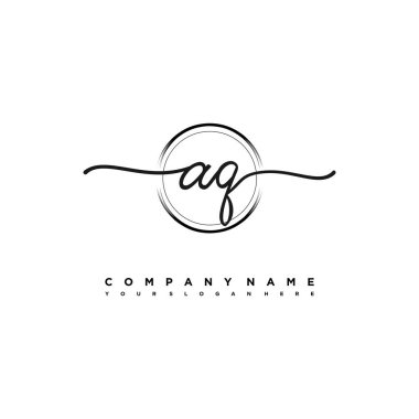 AQ Beauty vector initial logo, handwriting logo of initial signature, wedding, fashion clipart