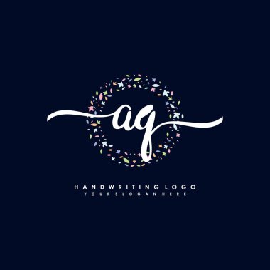 AQ Initial handwriting logo vector clipart