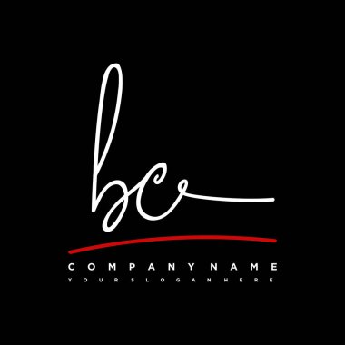 BC ilk harf el yazısı ve imza logosu. Şablon ögesine sahip bir konsept el yazısı logosu