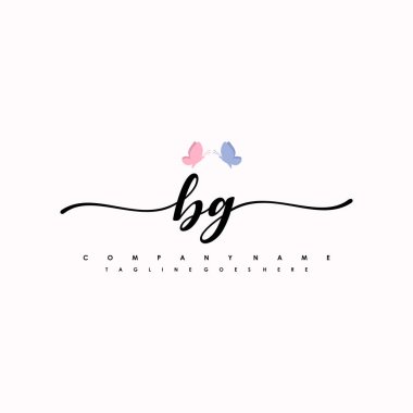 BG letter elegant and sophisticated handwritten logo vector clipart