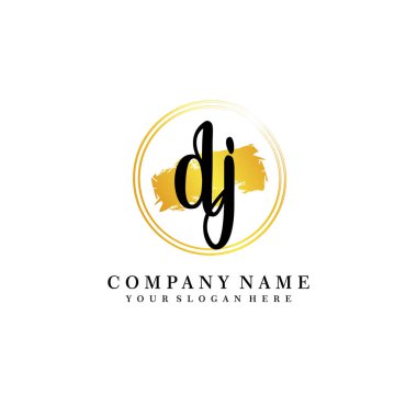 DJ Beauty vector initial logo, handwriting logo of initial signature, wedding, fashion clipart