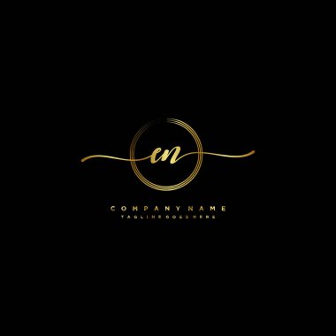 EN harfi zarif ve sofistike el yazısı logo vektörü