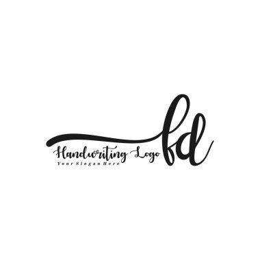 FD Initial handwriting logo vector clipart