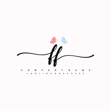 FF harfi zarif ve sofistike el yazısı logo vektörü
