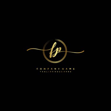 FP harfi zarif ve sofistike el yazısı logo vektörü