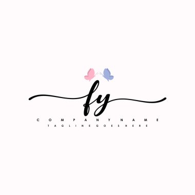 FY harfi zarif ve sofistike el yazısı logo vektörü