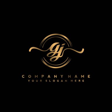 GJ Initial handwriting logo vector clipart