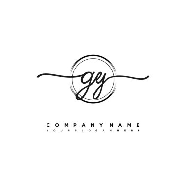 GY Beauty vektör logosu, ilk imzalı el yazısı logosu, düğün, moda