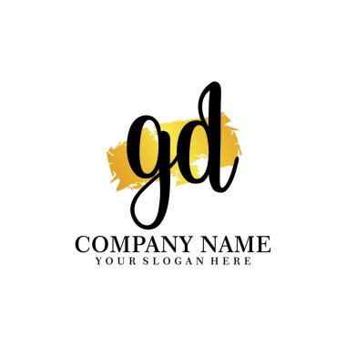 GD Beauty vector initial logo, handwriting logo of initial signature, wedding, fashion clipart