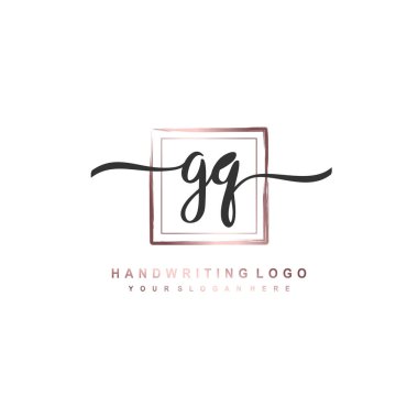 GQ initial monogram handwritten signature logo clipart