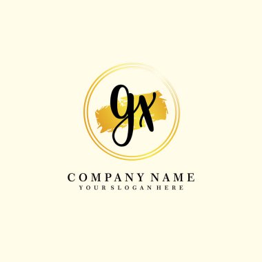 GX Beauty vector initial logo, handwriting logo of initial signature, wedding, fashion clipart