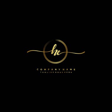 HC harfi zarif ve sofistike el yazısı logo vektörü