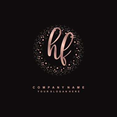 HF Luxury initial handwriting logo template, logo for beauty, fashion, wedding, photography clipart