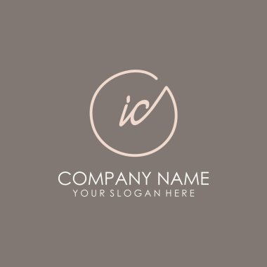 IC ilk harf el yazısı ve imza logosu. Şablon ögesine sahip bir konsept el yazısı logosu
