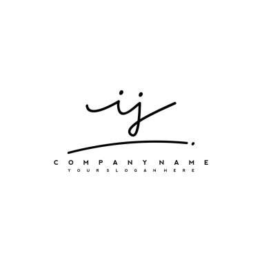 IJ Initial letter handwriting and signature logo. A concept handwriting initial logo with template element clipart