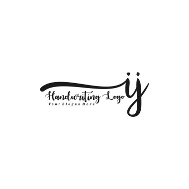 IJ Initial handwriting logo vector clipart