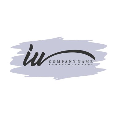 IU initial monogram handwritten signature logo clipart