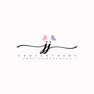 JJ letter elegant and sophisticated handwritten logo vector clipart