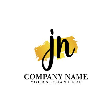 JN Beauty vector initial logo, handwriting logo of initial signature, wedding, fashion clipart