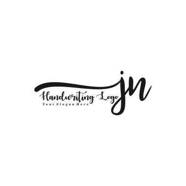 JN Initial handwriting logo vector clipart