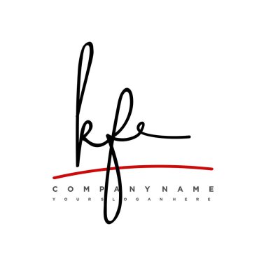 KF Initial letter handwriting and signature logo. A concept handwriting initial logo with template element clipart