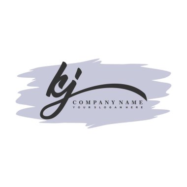 KJ initial monogram handwritten signature logo clipart