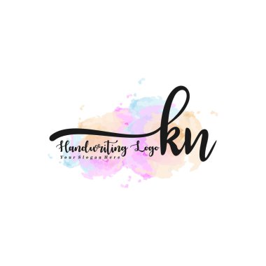 KN Luxury initial handwriting logo template, logo for beauty, fashion, wedding, photography clipart