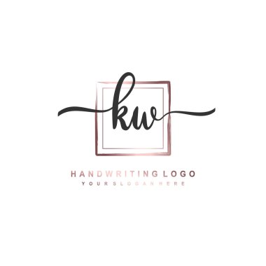 KW initial monogram handwritten signature logo clipart