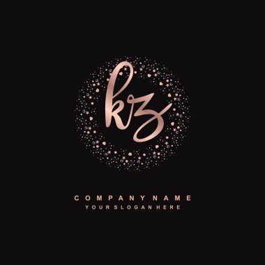 KZ Luxury initial handwriting logo template, logo for beauty, fashion, wedding, photography clipart