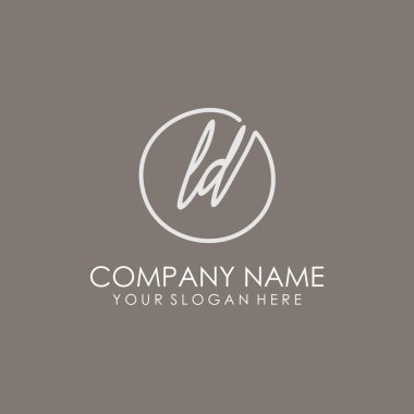 LD Initial letter handwriting and signature logo. A concept handwriting initial logo with template element clipart