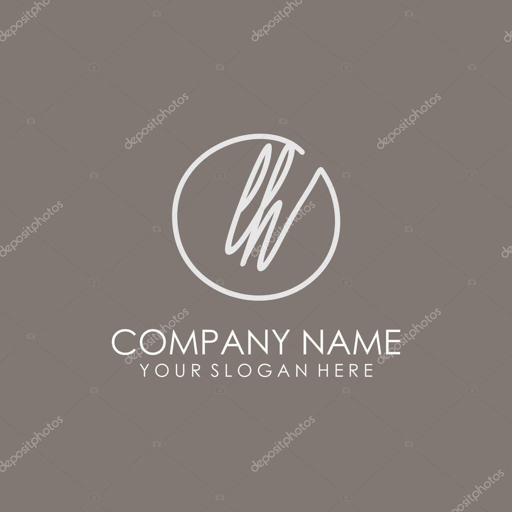 LH Initial letter handwriting and signature logo. A concept handwriting initial logo with template element