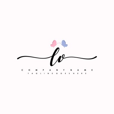 LV letter elegant and sophisticated handwritten logo vector clipart