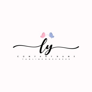 LY harfi zarif ve sofistike el yazısı logo vektörü