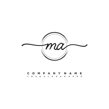 Ma Beauty vektör ilk logosu, ilk imzalı el yazısı logosu, düğün, moda