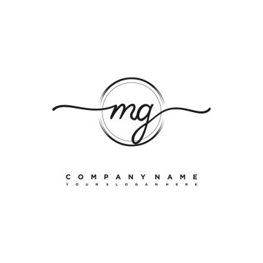 MG Güzellik Vektörü ilk logosu, ilk imzadan oluşan el yazısı logosu, düğün, moda
