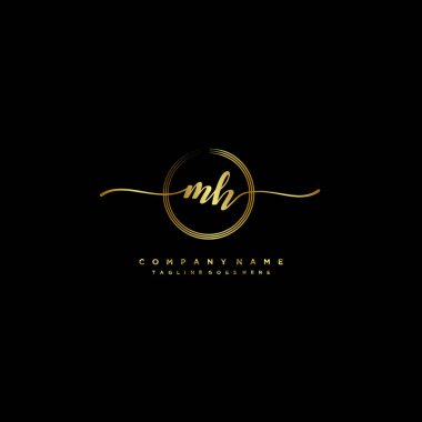 MH letter elegant and sophisticated handwritten logo vector clipart