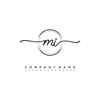 MI Beauty vektör logosu, ilk imzalı el yazısı logosu, düğün, moda