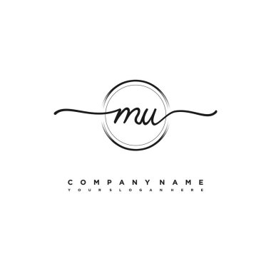 MU Beauty vektör logosu, ilk imzalı el yazısı logosu, düğün, moda