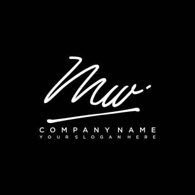 MW initial monogram handwritten signature logo clipart