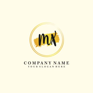 MX Beauty vector initial logo, handwriting logo of initial signature, wedding, fashion clipart