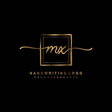 MX Beauty vector initial logo, handwriting logo of initial signature, wedding, fashion clipart