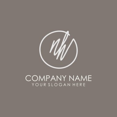 NH Initial letter handwriting and signature logo. A concept handwriting initial logo with template element clipart