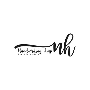 NH Initial handwriting logo vector clipart