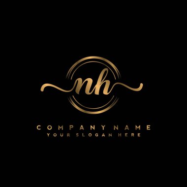 NH Initial handwriting logo vector clipart