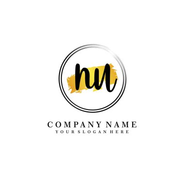 NU Beauty vector initial logo, handwriting logo of initial signature, wedding, fashion clipart