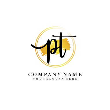 PT Beauty vektör logosu, ilk imzalı el yazısı logosu, düğün, moda