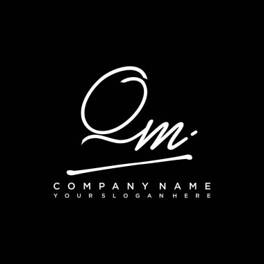 QM initial monogram handwritten signature logo clipart